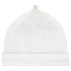 Baby Boys White & Blue Embroidered Blanket & Hat Set, 1, hi-res
