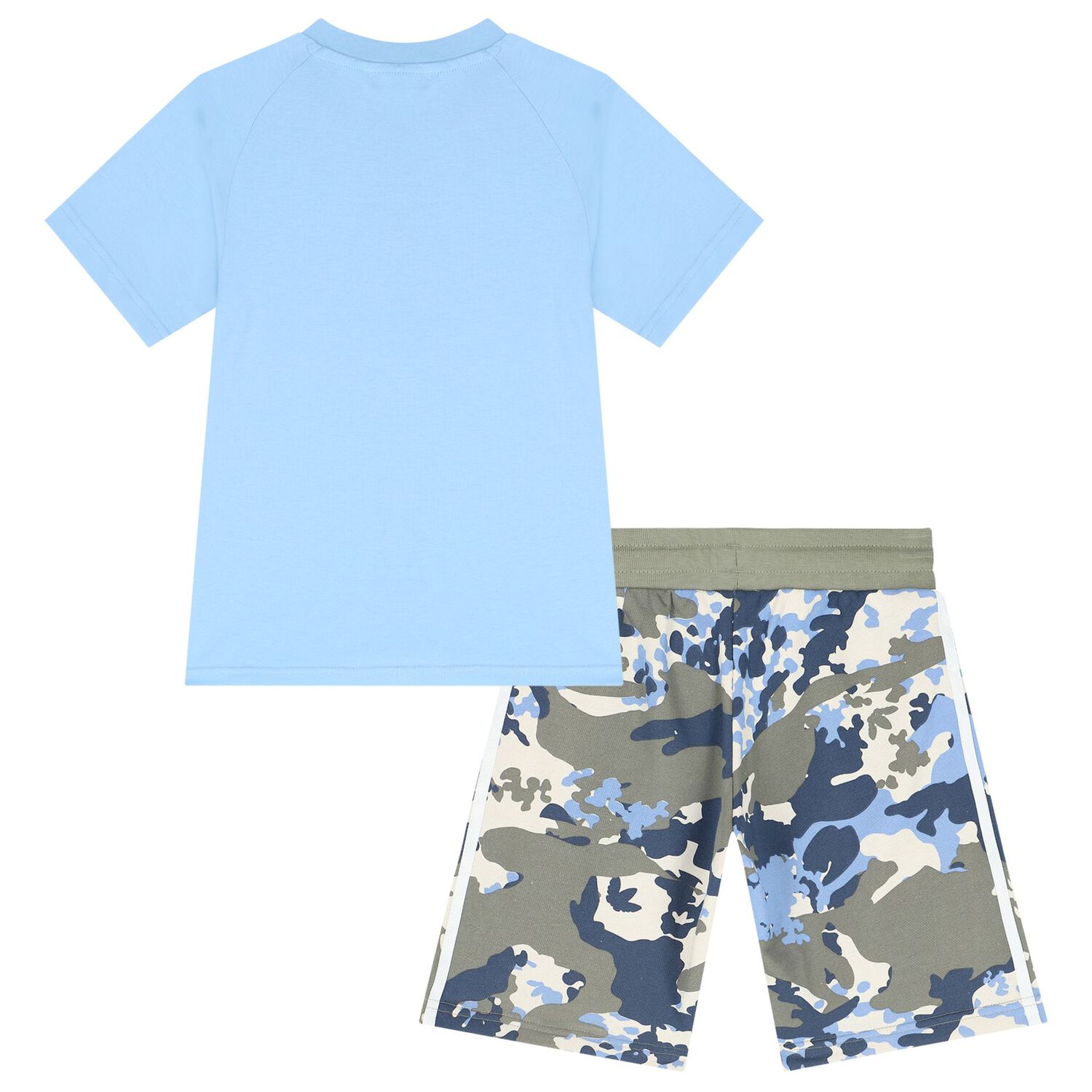 Blue & Grey Trefoil Logo Shorts Set, 1, hi-res