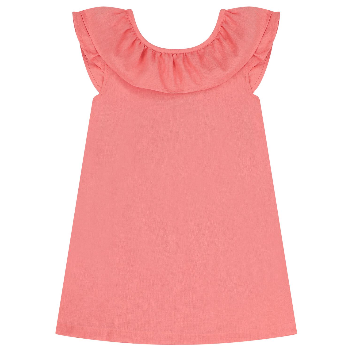 Girls Coral Ruffled Dress, 1, hi-res