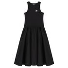 Girls Black Logo Dress, 1, hi-res