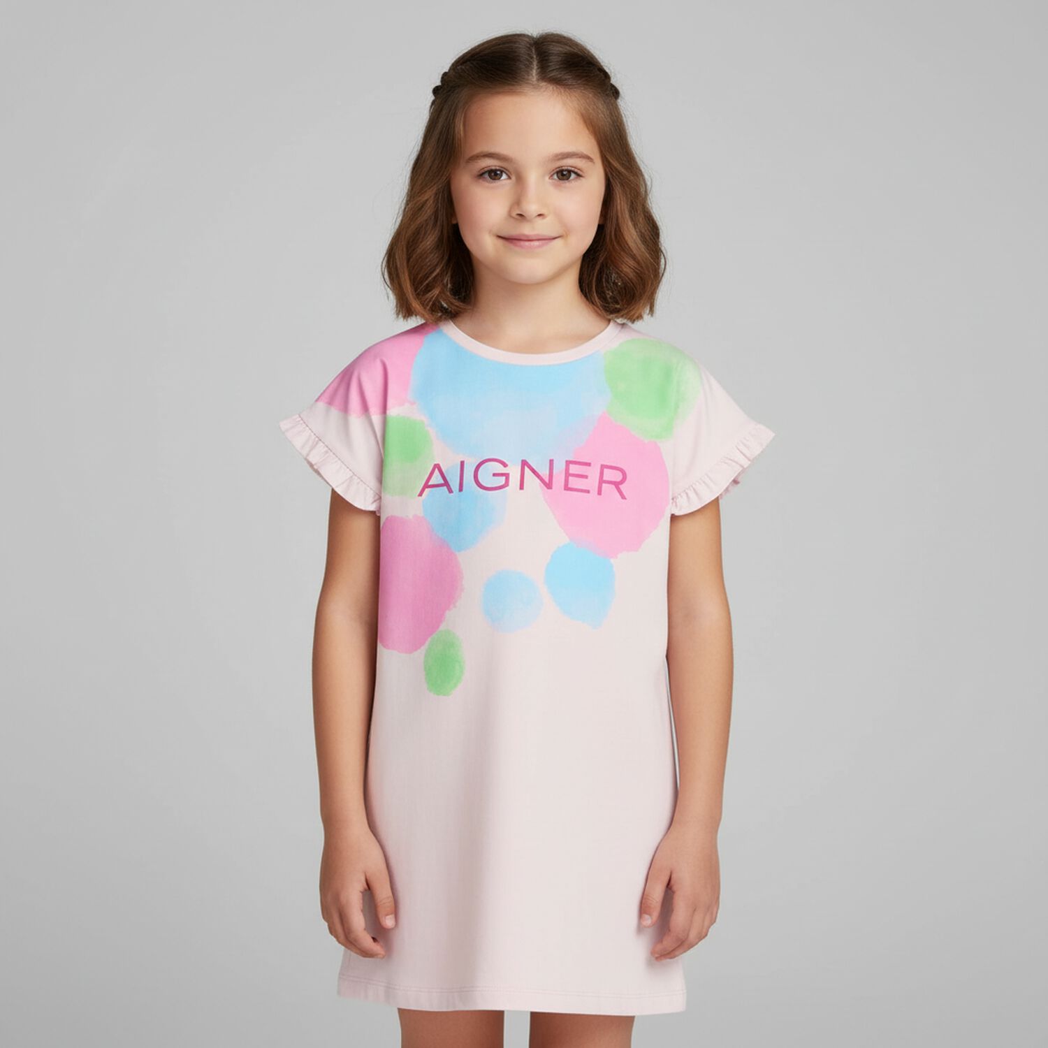Girls Pink Logo Dress, 1, hi-res