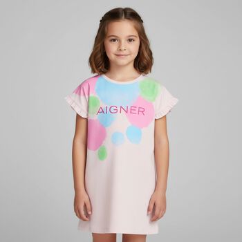 Girls Pink Logo Dress