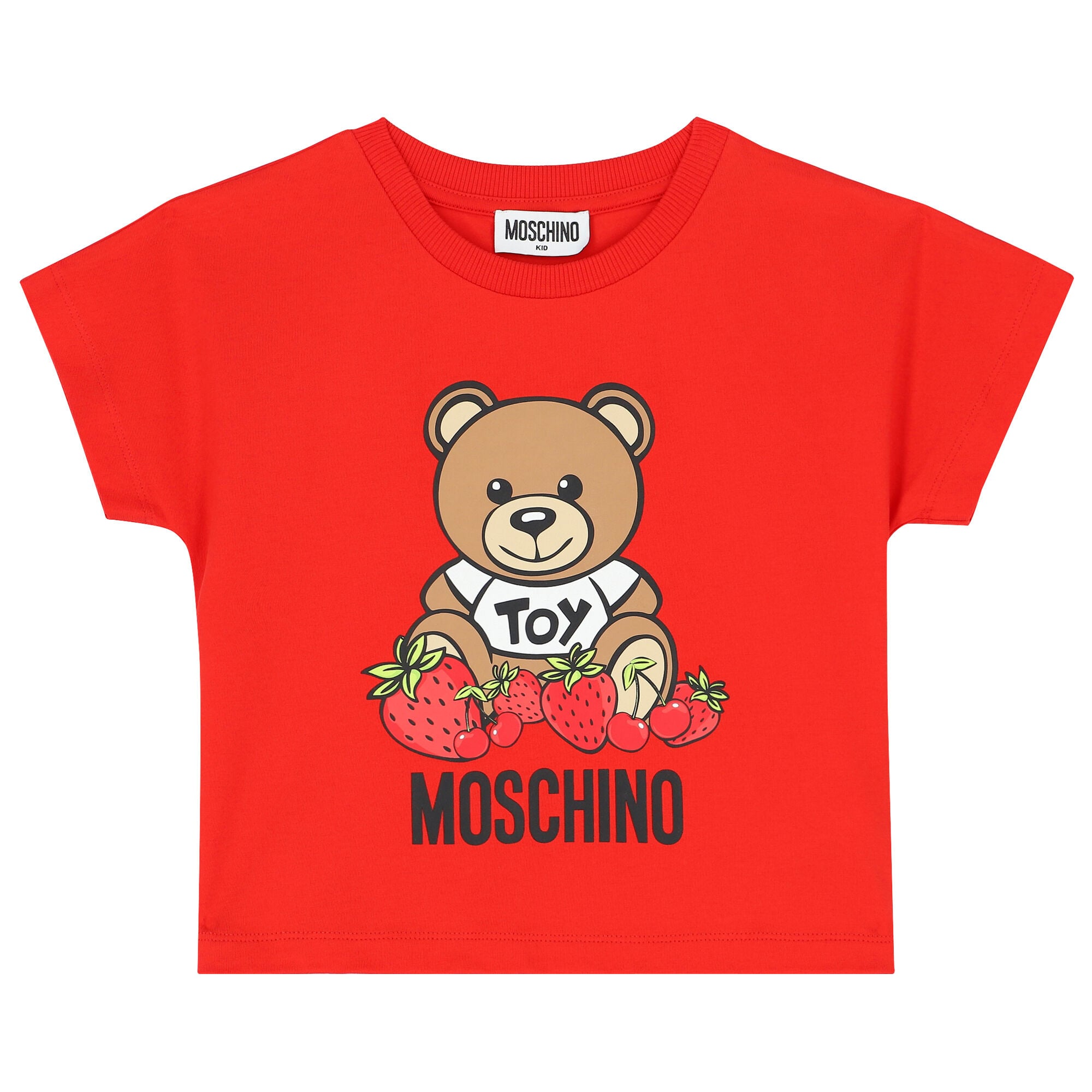 Moschino Girls Red Teddy Logo T-Shirt 