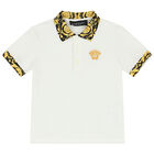 Younger Boys Ivory Barocco Polo Shirt, 1, hi-res