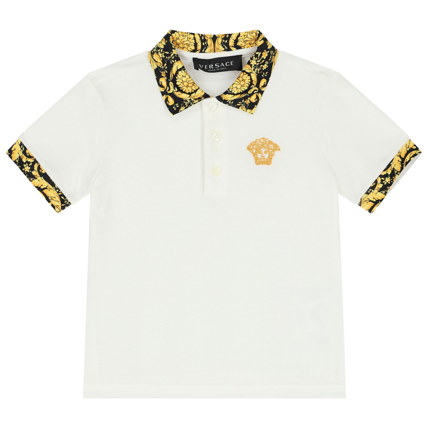 Younger Boys Ivory Barocco Polo Shirt, 1, hi-res