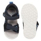Younger Boys Navy Blue Velcro Sandals, 1, hi-res
