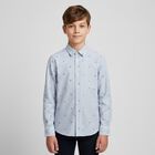 Boys White & Blue Striped Logo Shirt, 2, hi-res