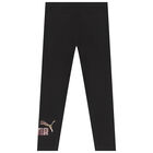 Girls Black Logo Leggings, 1, hi-res