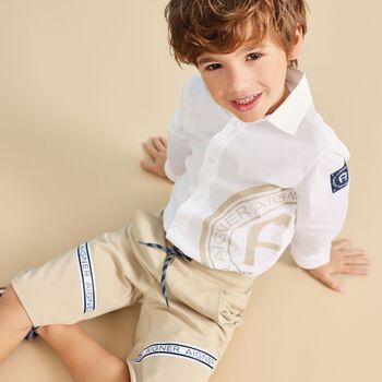 Boys Beige Logo Shorts