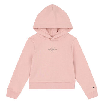 Girls Pink Logo Hooded Top