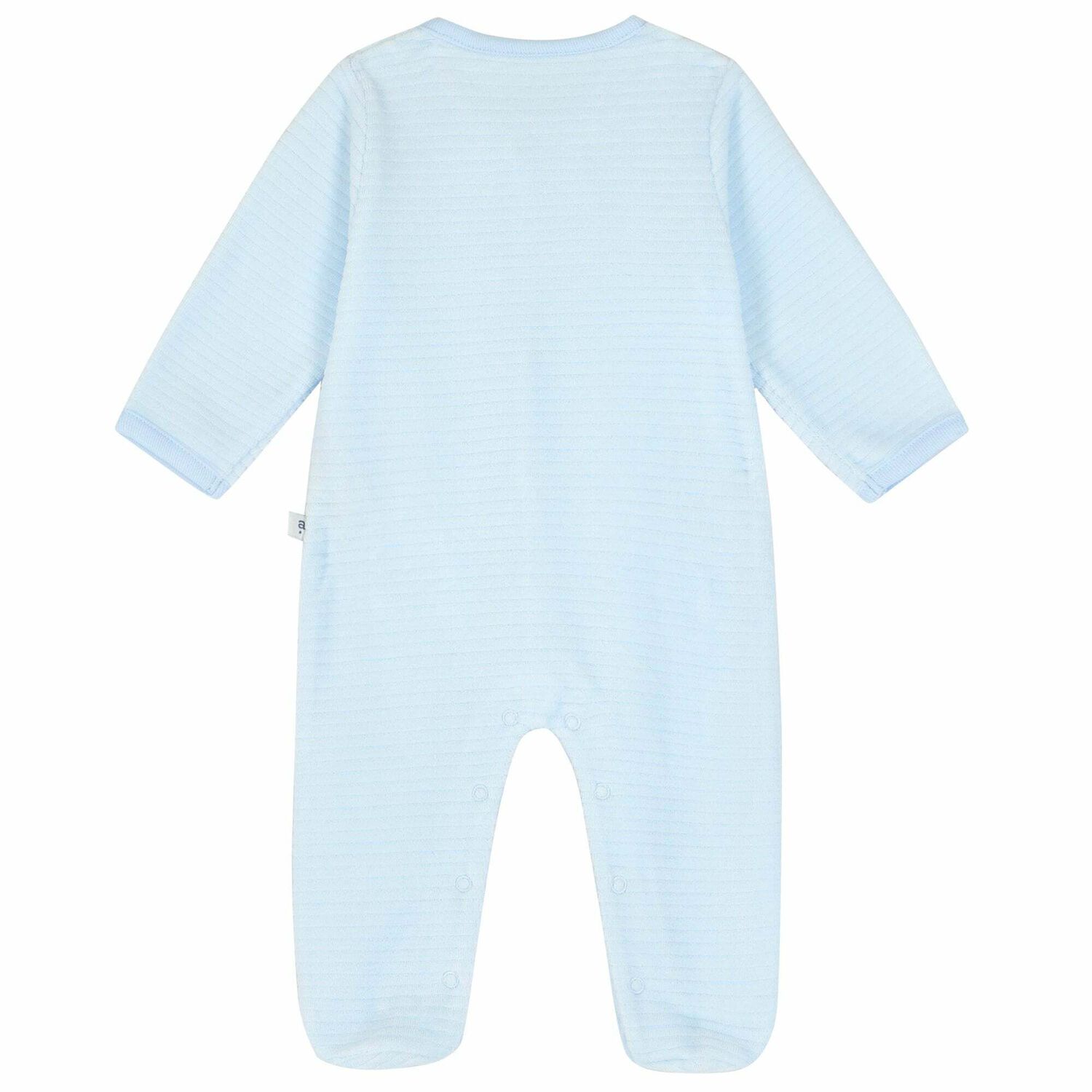 Blue Velour Babygrow, 1, hi-res