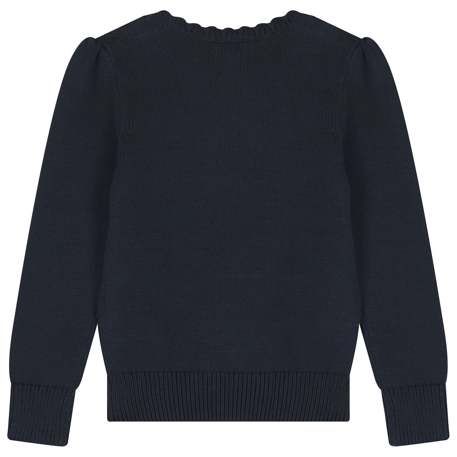 Girls Navy Blue Polo Bear Knitted Jumper, 1, hi-res