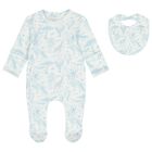 Baby Boys White & Blue Africa Babygrow Gift Set, 1, hi-res