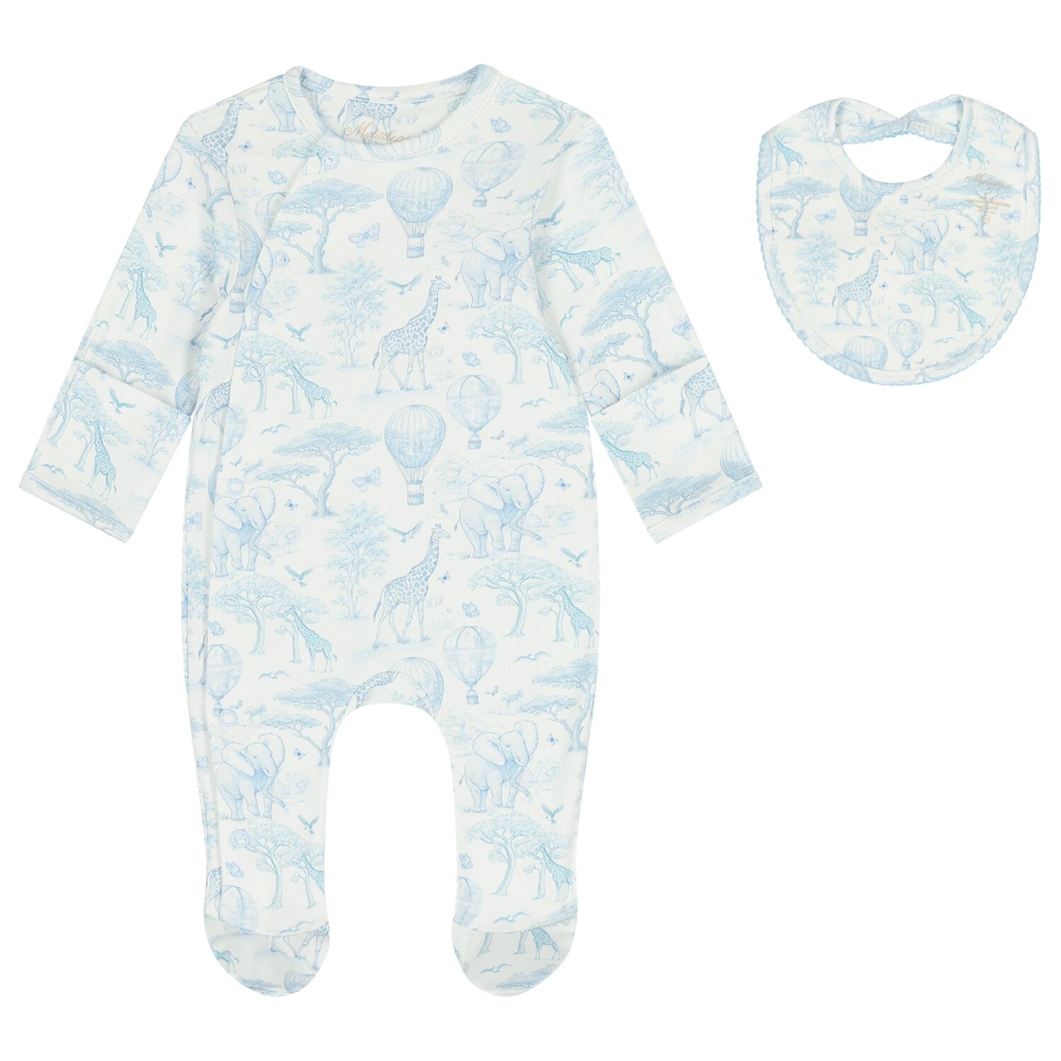 Baby Boys White & Blue Africa Babygrow Gift Set, 1, hi-res