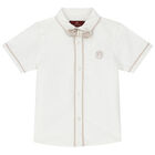 Younger Boys White Logo Shirt, 1, hi-res