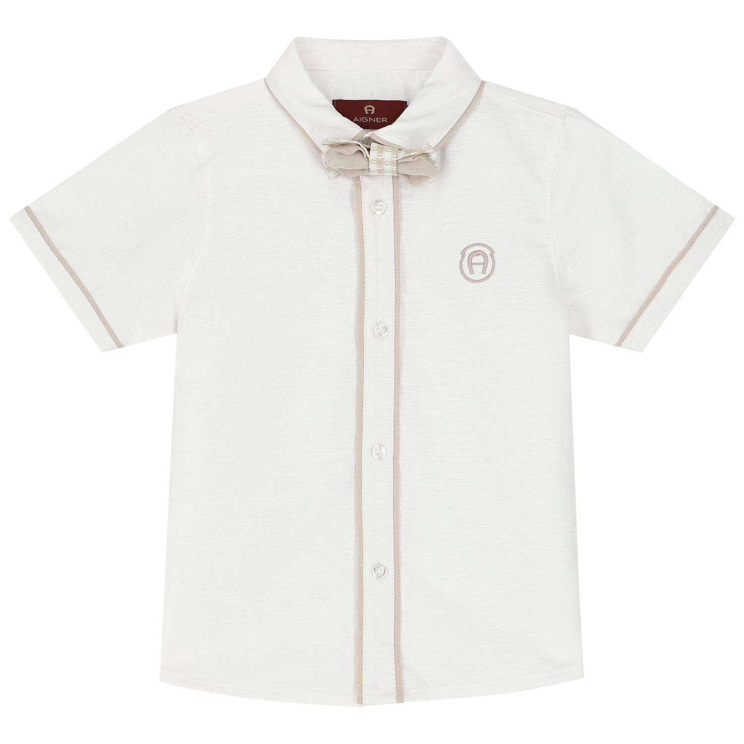 Younger Boys White Logo Shirt, 1, hi-res