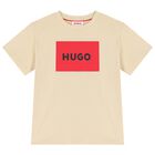 Boys Beige Logo T-Shirt, 3, hi-res