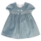 Baby Girls Blue Smocked Dress, 1, hi-res