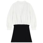 Girls White & Black Zig-Zag Dress               , 1, hi-res