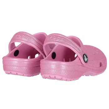 Girls Pink Glitter Classic Clogs Sandals