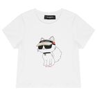 Girls White Choupette Logo T-Shirt, 2, hi-res