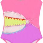 Girls Multi-Coloured Embroidered Swimsuit, 1, hi-res