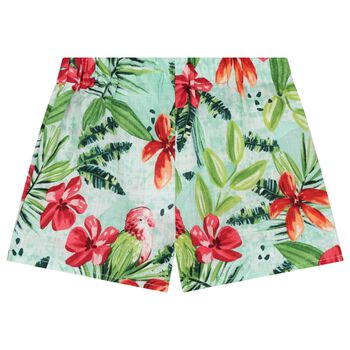 Girls Green Floral Shorts