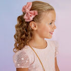 Girls Pink Tulle Bow Hair Clip, 1, hi-res