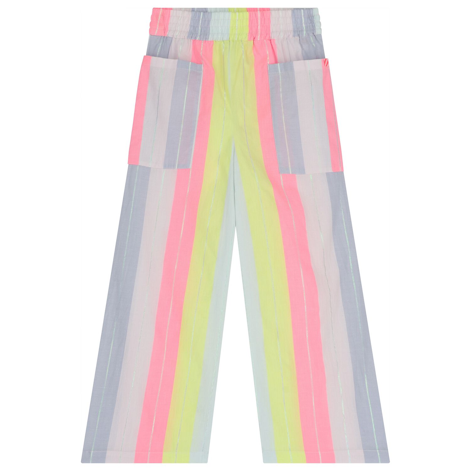 Girls Multi-Coloured Stripes Trousers, 1, hi-res