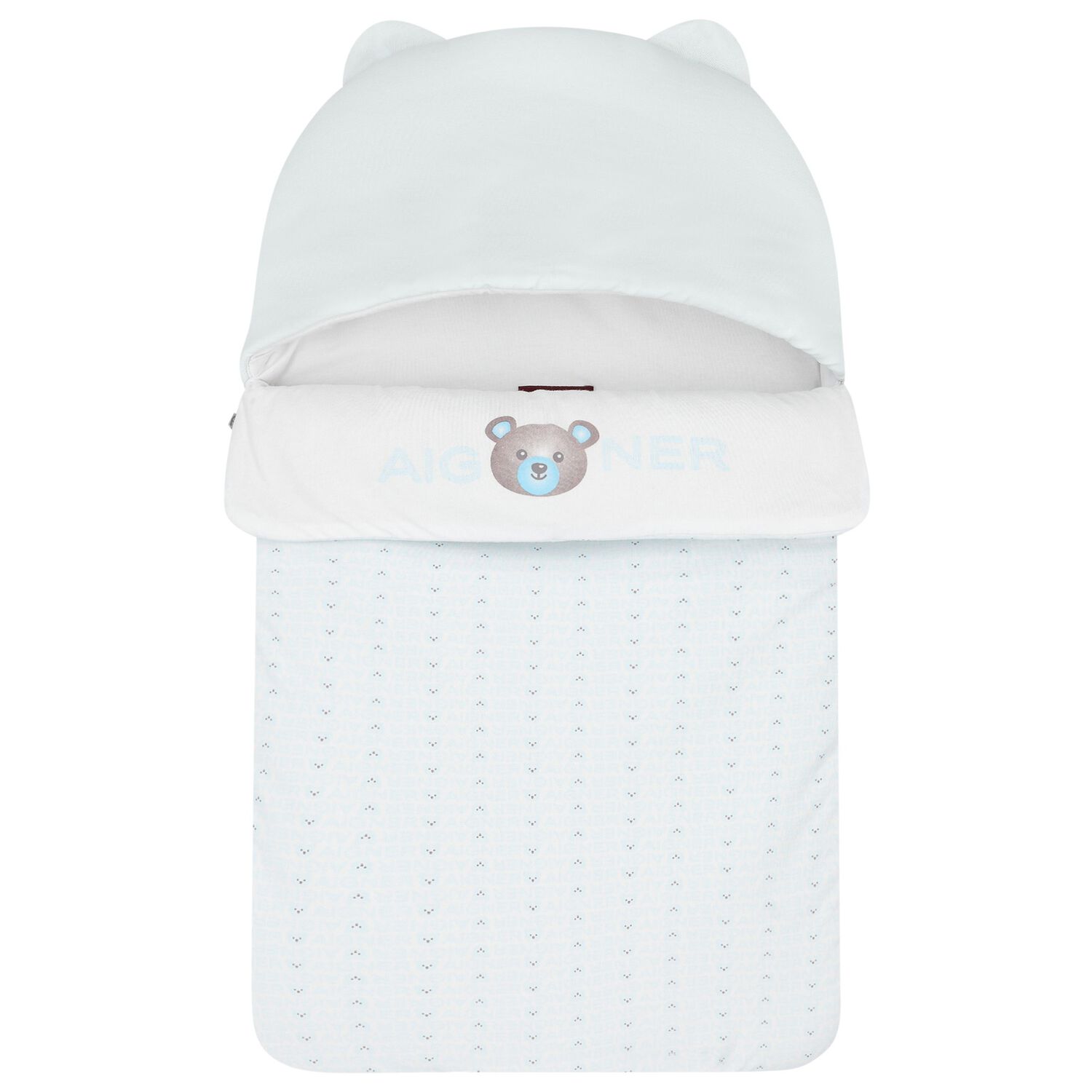 Baby Boys Blue & White Teddy Bear Logo Nest, 2, hi-res