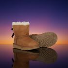 Girls Beige Mini Bailey Bow II Suede Boots, 2, hi-res