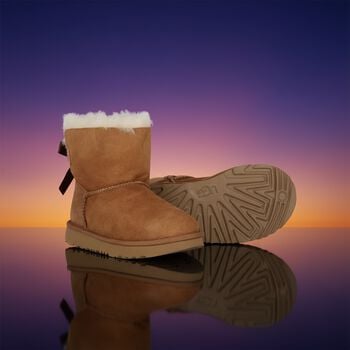 Girls Beige Mini Bailey Bow II Suede Boots