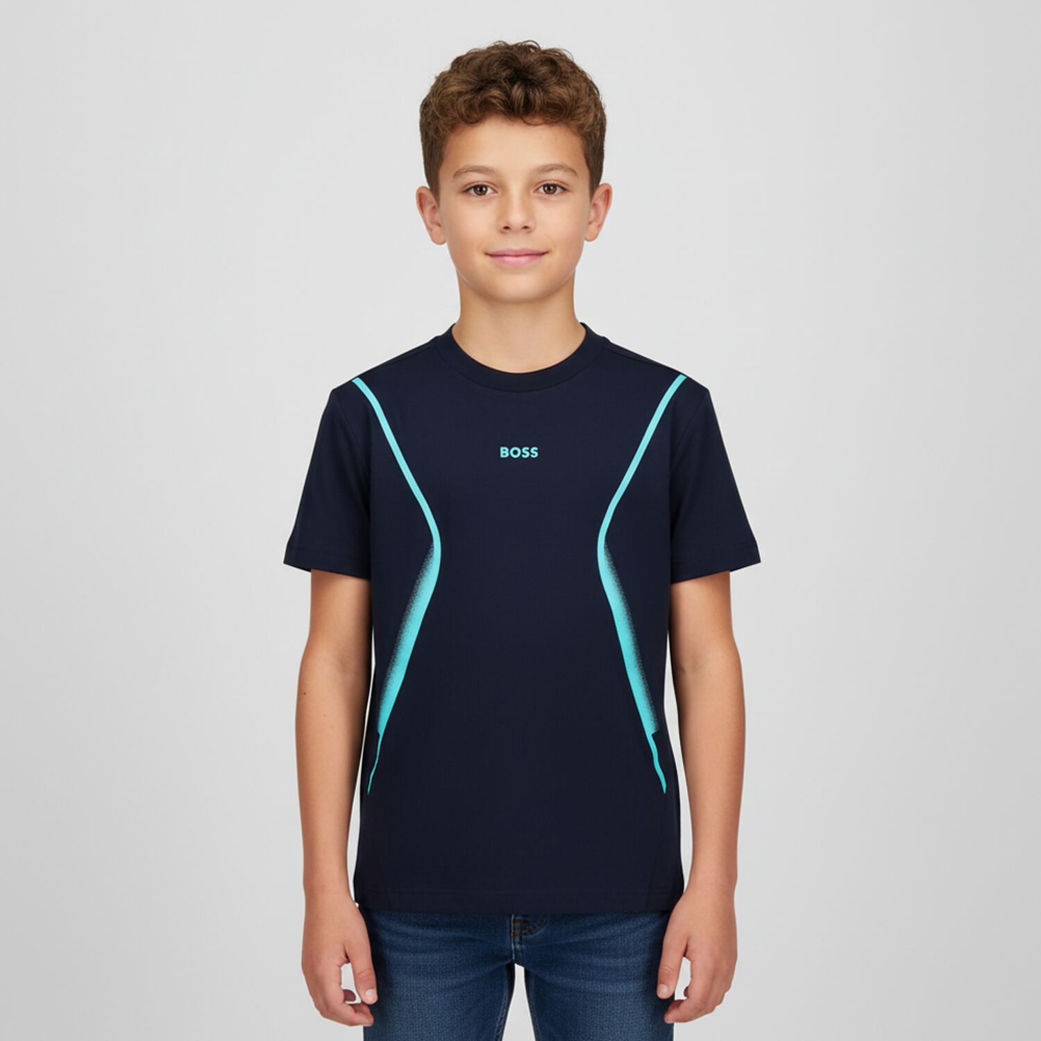 Boys Navy Blue Logo T-Shirt, 1, hi-res