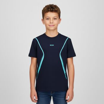 Boys Navy Blue Logo T-Shirt
