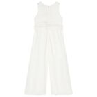 Girls White Flower Jumpsuit, 1, hi-res