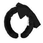 Girls Black Faux Fur Bow Headband, 2, hi-res