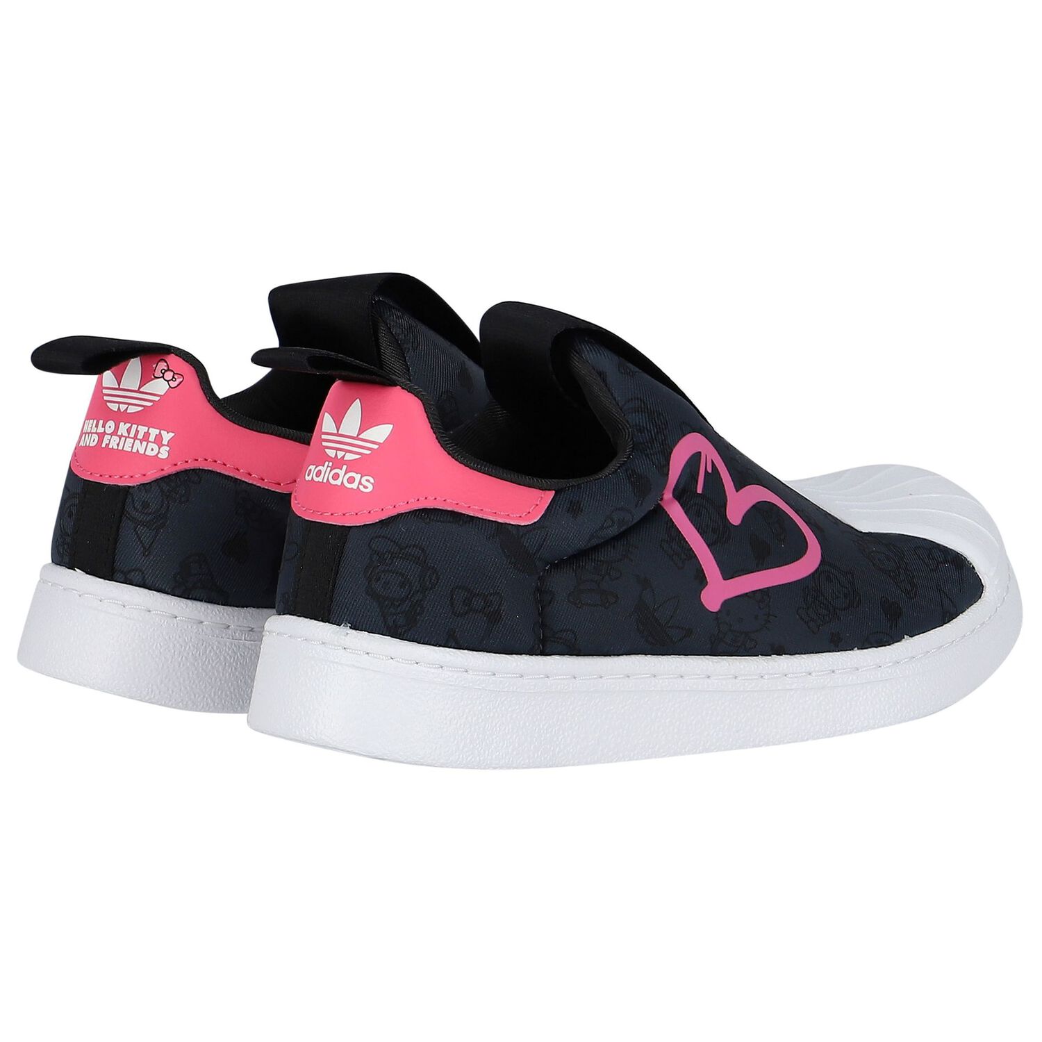 Girls Black & Pink Superstar 360 Trainers, 1, hi-res