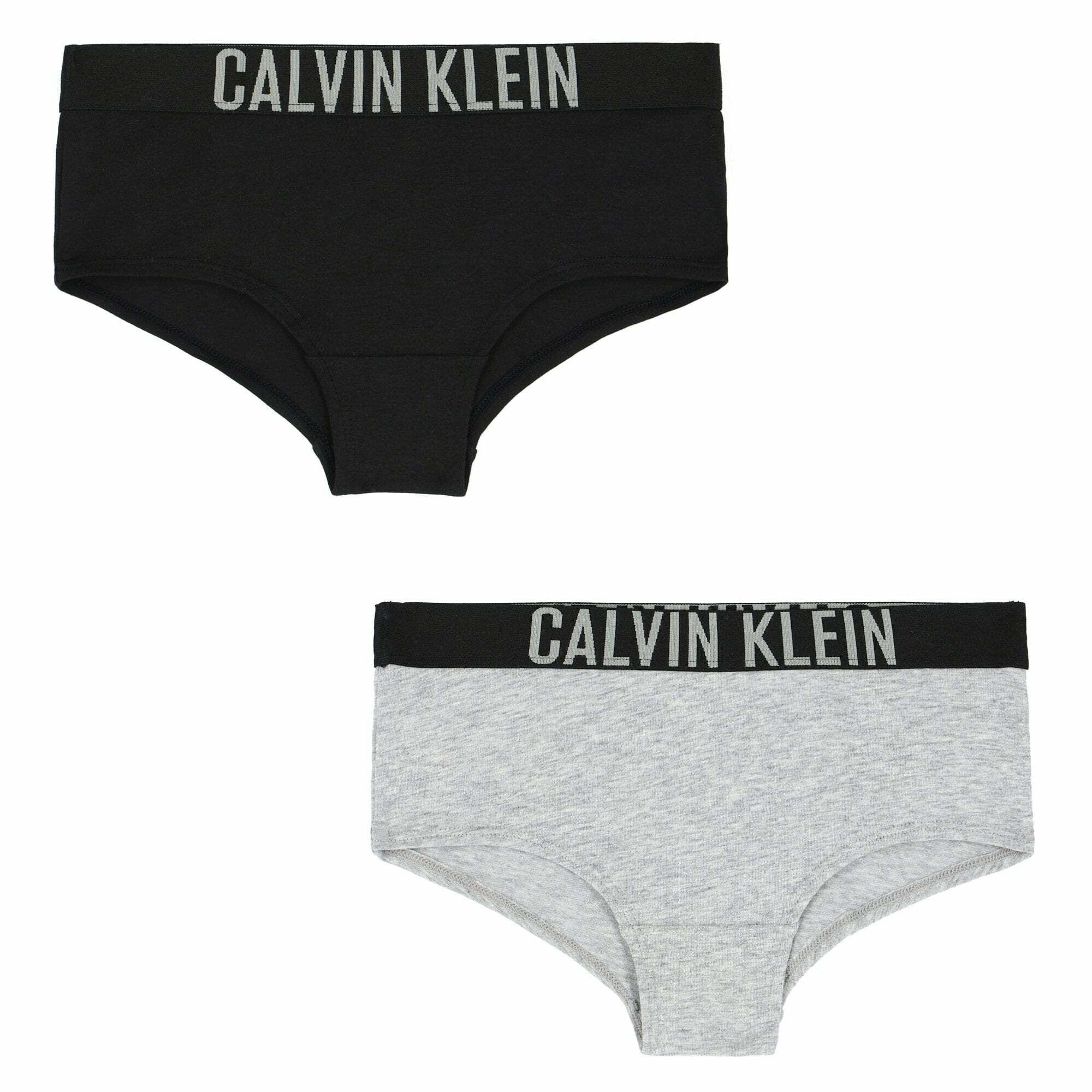 Calvin Klein Girls Grey Black Knickers 2 Pack Junior Couture UK