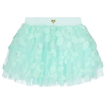 Girls Green Sequin Tulle Skirt