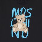 Boys Black Teddy Bear Logo Hooded Top, 1, hi-res