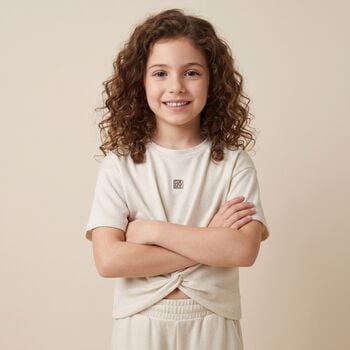 Girls Ivory & Shimmery Gold Top