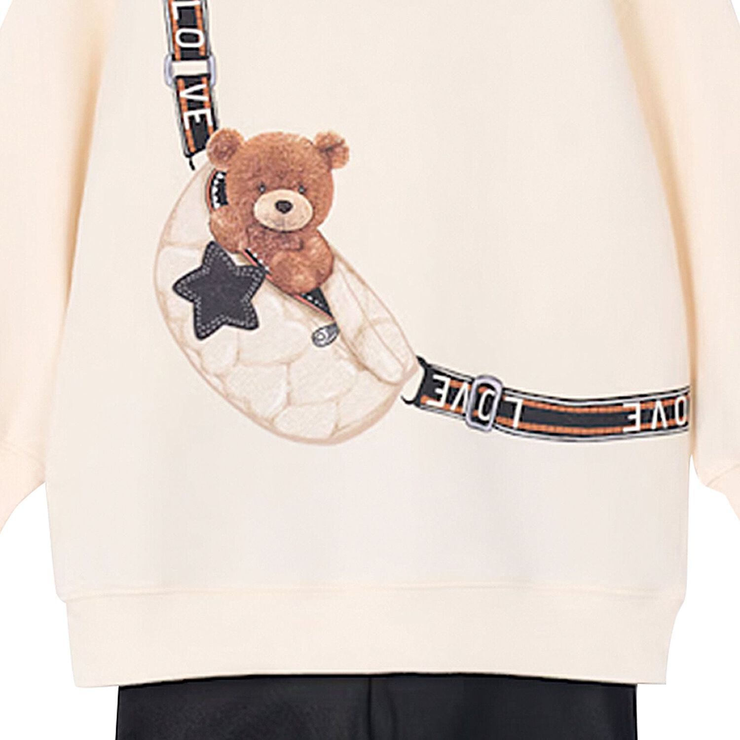 Girls Ivory & Black Bag Leggings Set, 1, hi-res