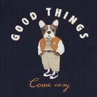 Boys Navy Blue Dog Long Sleeve Top, 1, hi-res