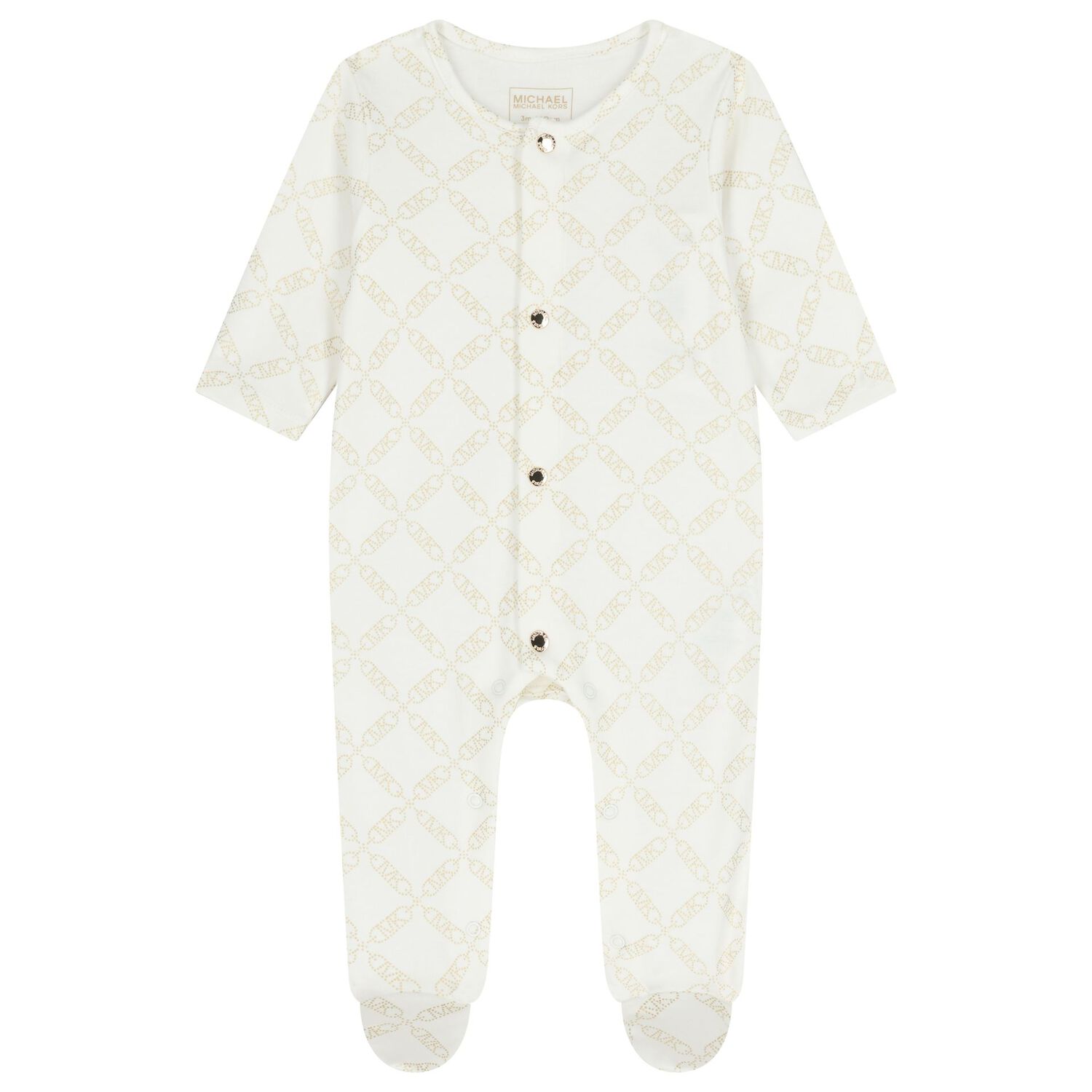 Baby Girls Ivory & Gold Logo Babygrow Gift Set, 1, hi-res