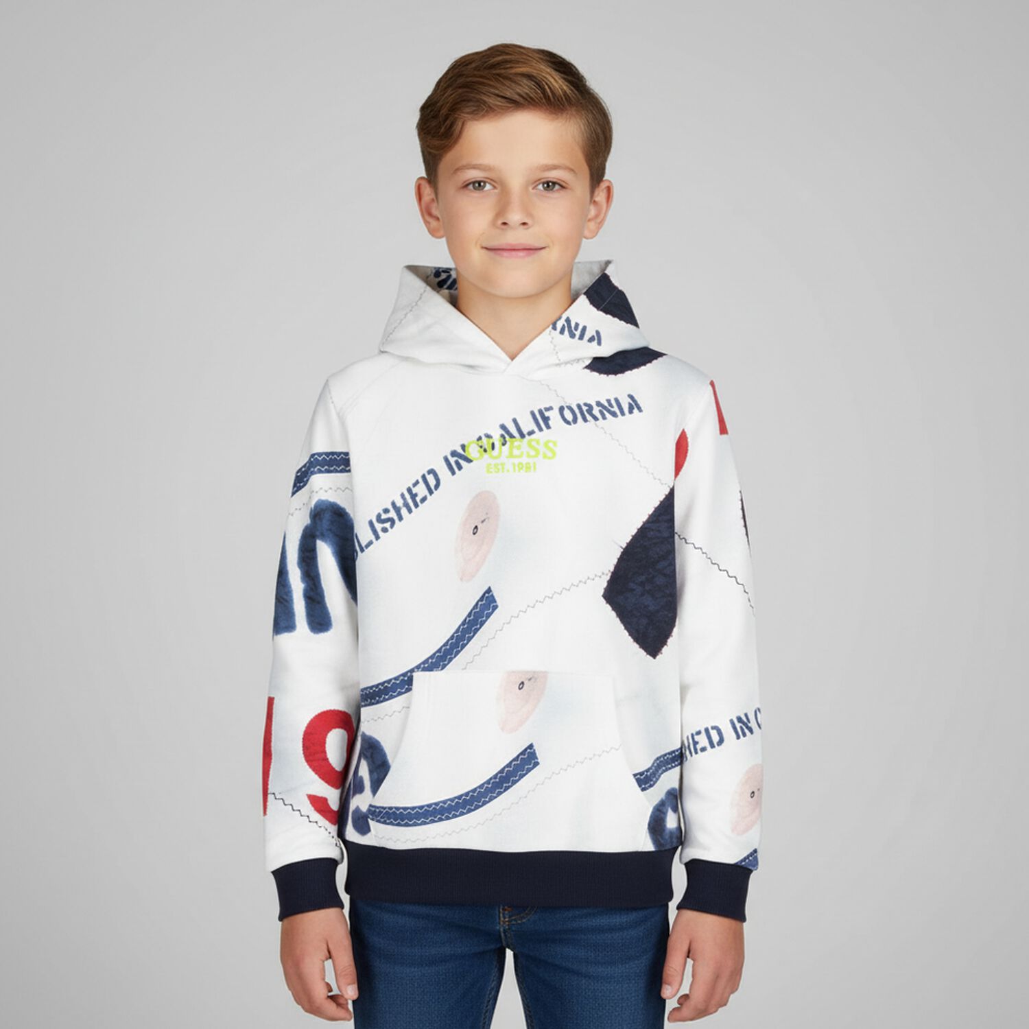 Boys Multi-Coloured Logo Hooded Top, 2, hi-res image number null