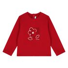 Younger Girls Red Flower Long Sleeve Top, 3, hi-res