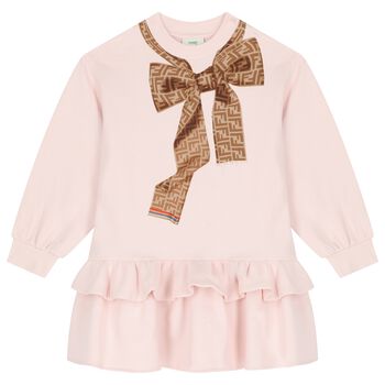 Girls Pink Logo Sweatshirt Dress