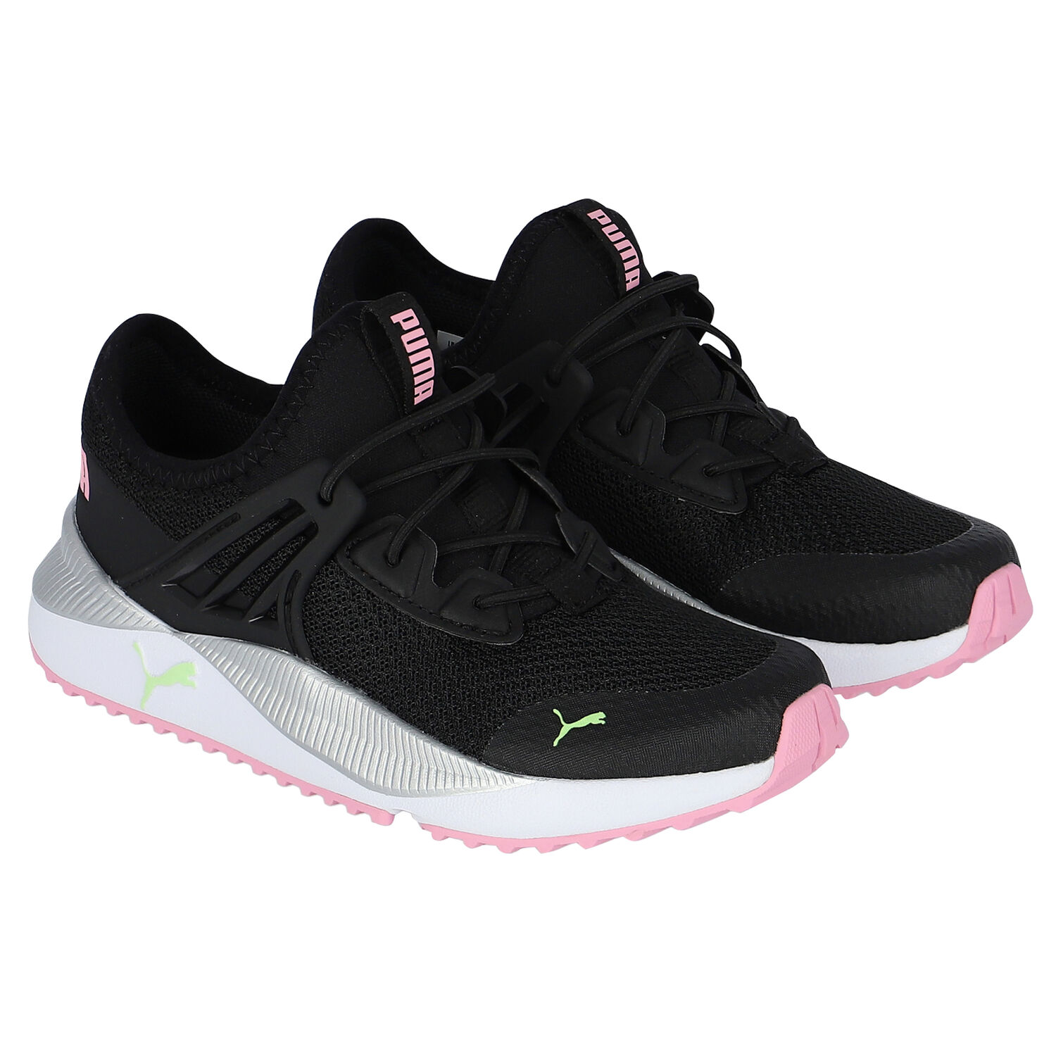 Girls Black & Pink Pacer Future Trainers, 1, hi-res