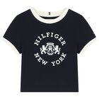 Girls Navy Blue Logo T-Shirt, 1, hi-res