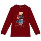 Boys Red Polo Bear Long Sleeve Top, 2, hi-res